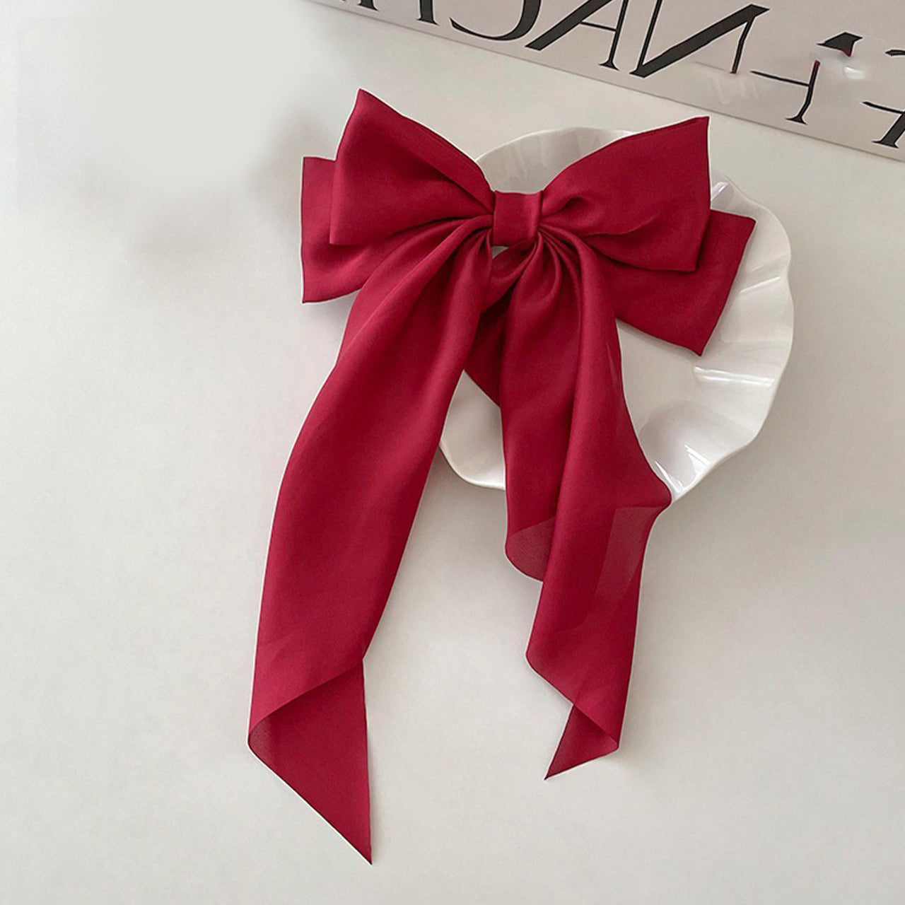 Solid Color Elegant Vintage Style Bow Decor Hair Clip for Women