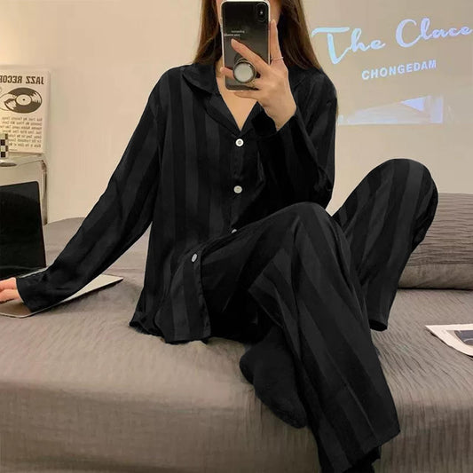 Silik Satin Striped Fashion Pajama for Ladies