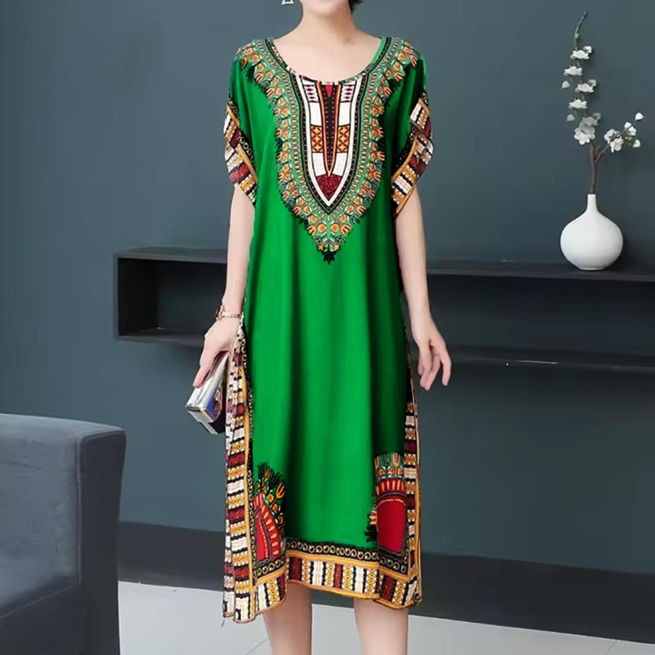 Tribal Print Fashion Short Sleeve Dress for Women