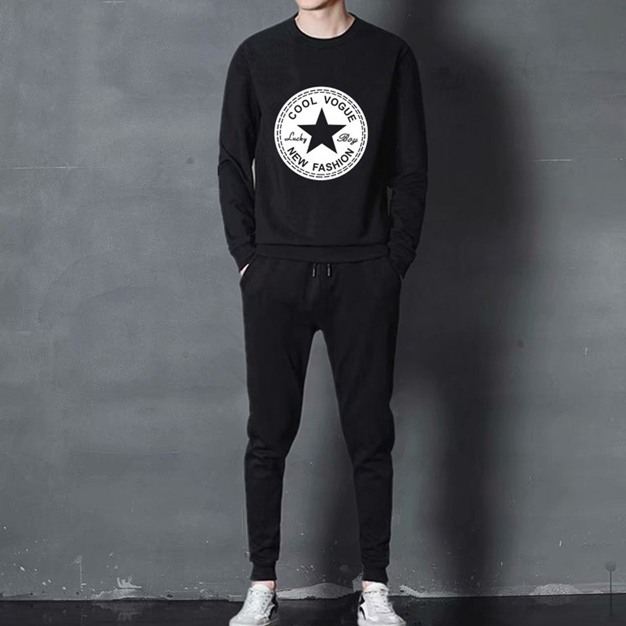 New Men Autumn Winter fashion Printed Tracksuit Pant & Long Sleeve T- shirt