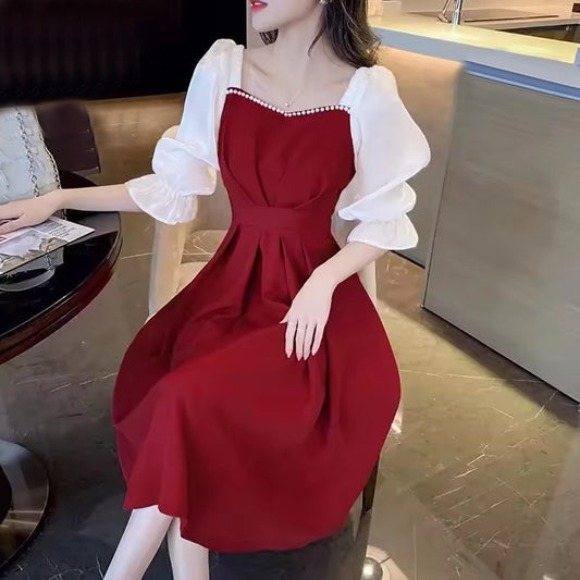 Collar Midi Fashion A Line Dress for Women