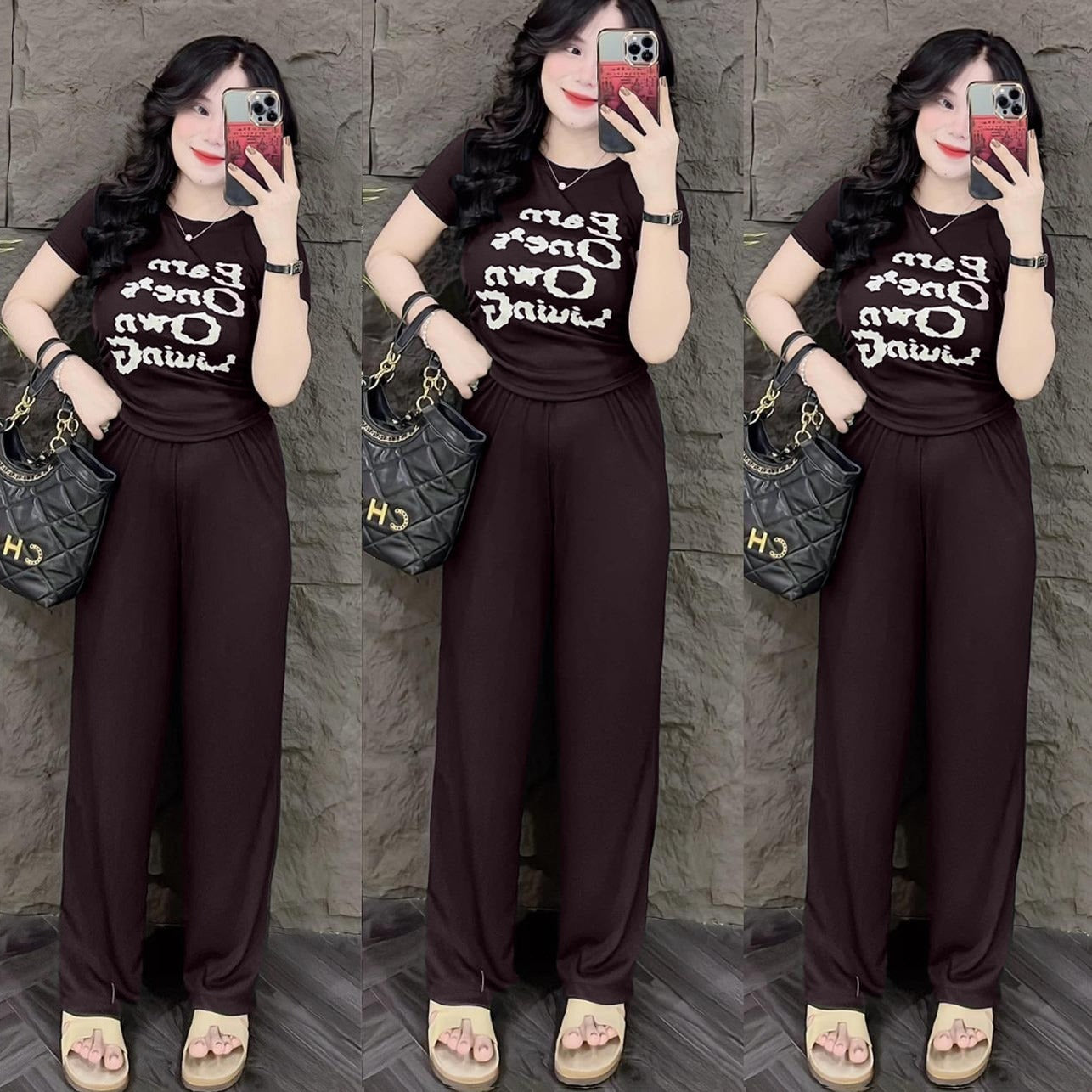 Smart Short Sleeve Fashion T-shirt & Long Pants for Women