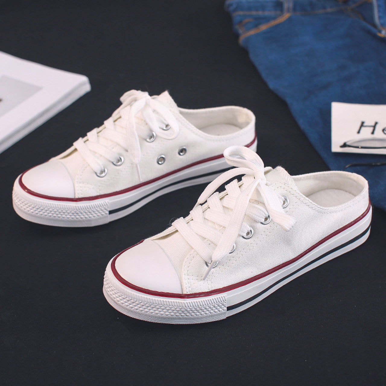 Low Top Shallow Mouth Casual Canvas Shoes for Women