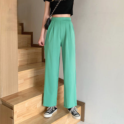 Solid Color Wide Leg High Waist Korean Pants for Women