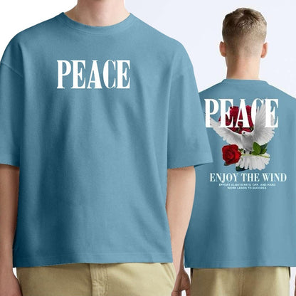 Peace Text Printed Fashion Short Sleeve T-shirt for Men