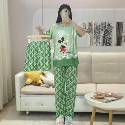 Mickey Mouse Pattern Pajama Top & Pants for Girls