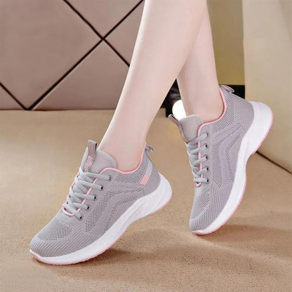 Solid Color Lace Up Mesh Breathable Low Shoes for Women