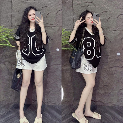 American Short Sleeve T-shirt & Shorts for Women