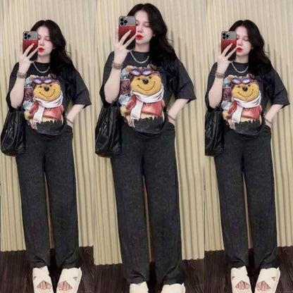 Graphics Printed Fashion T-shirt & Pants for Women