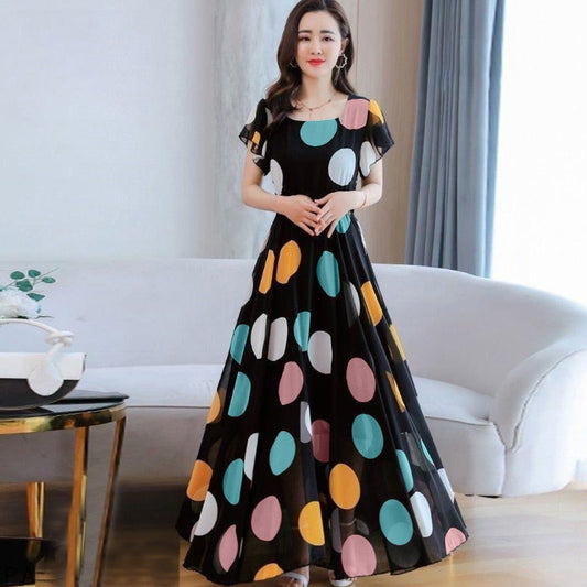 New Multicolor Fashion A Line Long Dress for Women