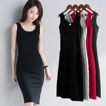 New Solid Color Sleeveless Body-con Dress for Women