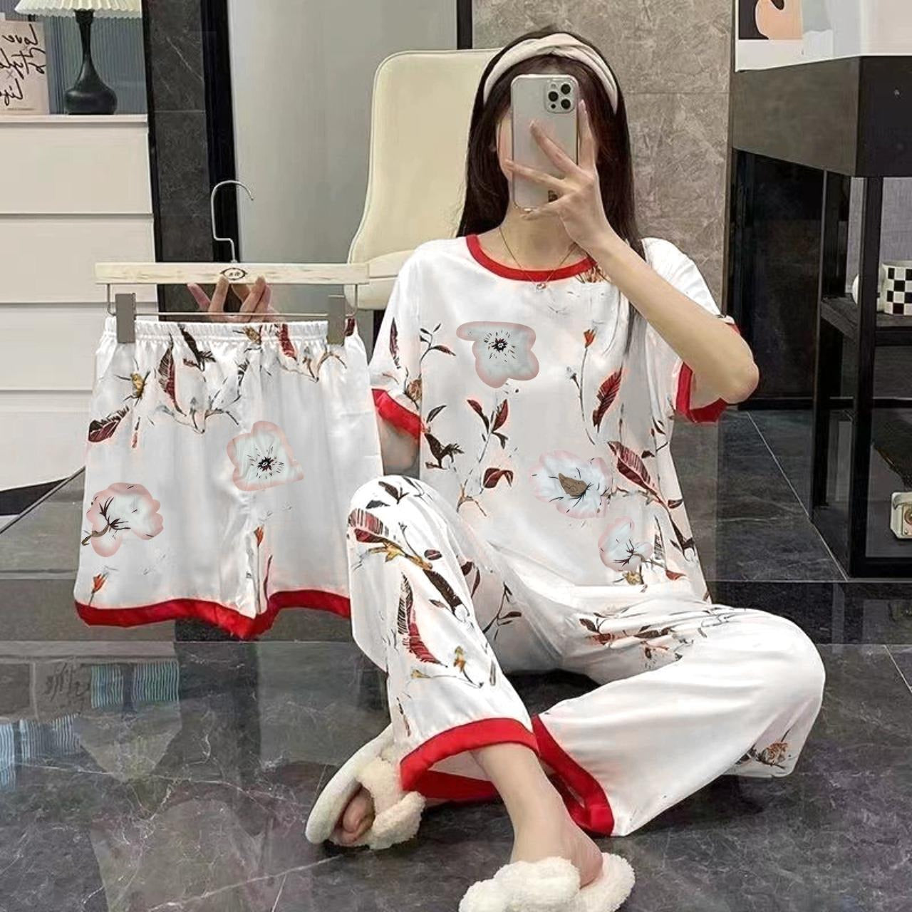 Printed Fashion Short Sleeve T-shirt & Pant for Women