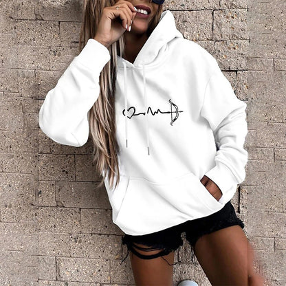 Latest Full Sleeve Heart Arrow Printed Hoodies for Women