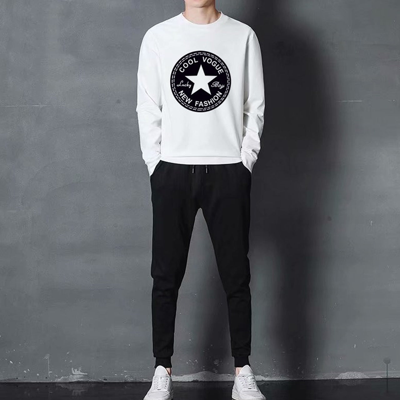 New Men Autumn Winter fashion Printed Tracksuit Pant & Long Sleeve T- shirt