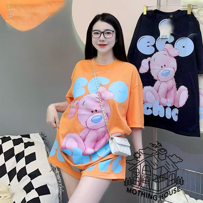 Graphic Printed Style Half Sleeve T-shirt & Shorts for Women