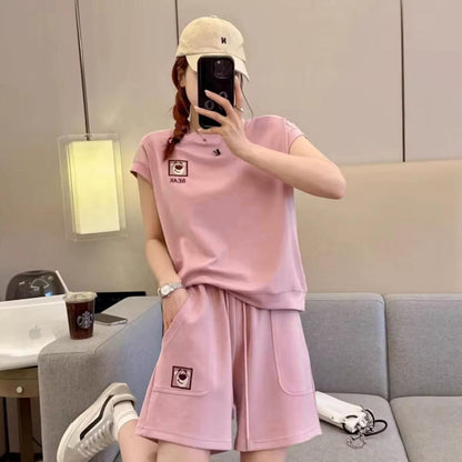 Korean Solid Fashion Latest Outdoor T-shirt & Shorts for Women