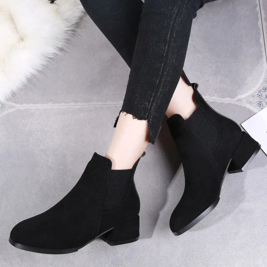 Elegant Medium Heel Solid Color Ankle Boots for Women