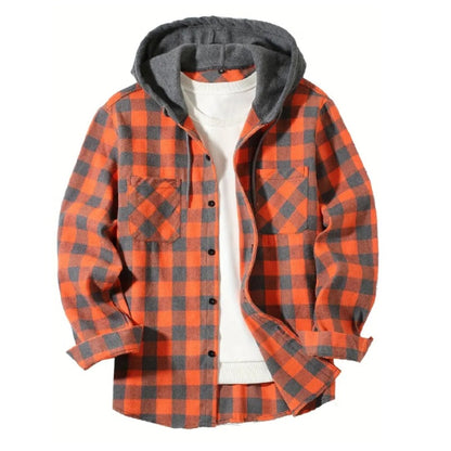 Latest Checkered Fashion Full Sleeve Hooded Shirt for Men