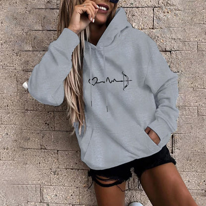 Latest Full Sleeve Heart Arrow Printed Hoodies for Women