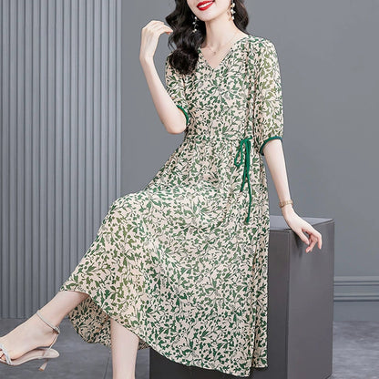 New Floral Pattern Casual A Line Dress for Women