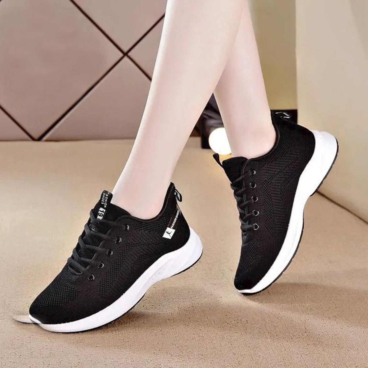 Solid Color Lace Up Mesh Breathable Low Shoes for Women