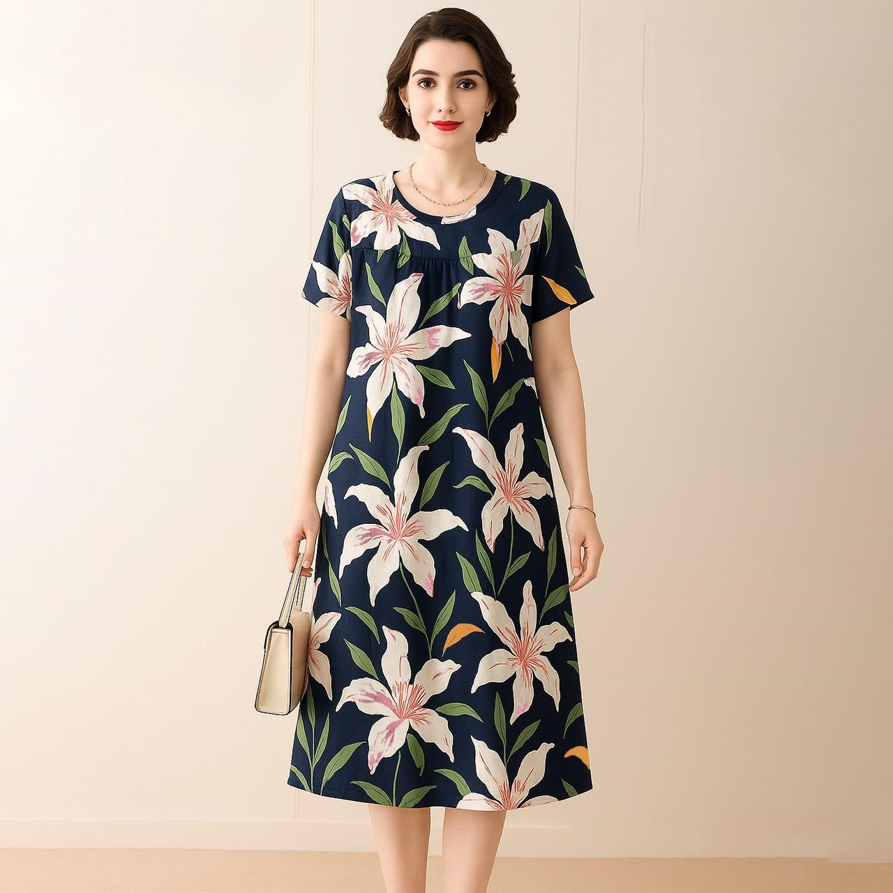 Floral & Polka Dot Printed Mid Skirt Top for Women