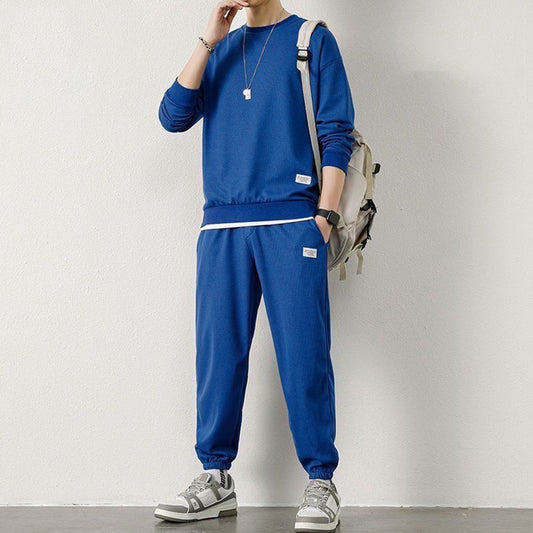 New Spring Style Men's Casual Solid Color Tracksuit & Pant Set