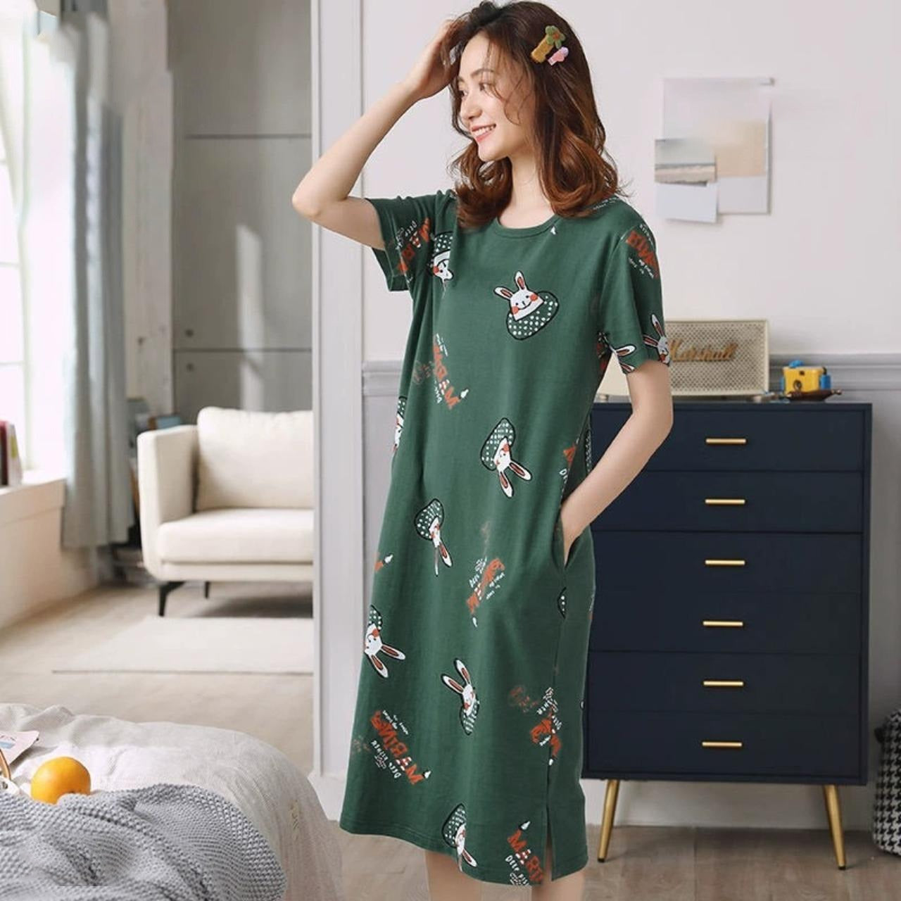Printed Pattern Summer Korean Sleepwear Pajama for Women