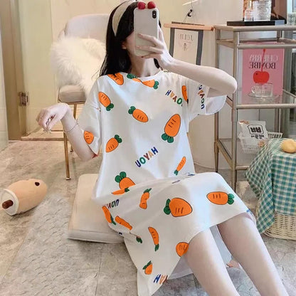 Printed Pattern Summer Korean Sleepwear Pajama for Women