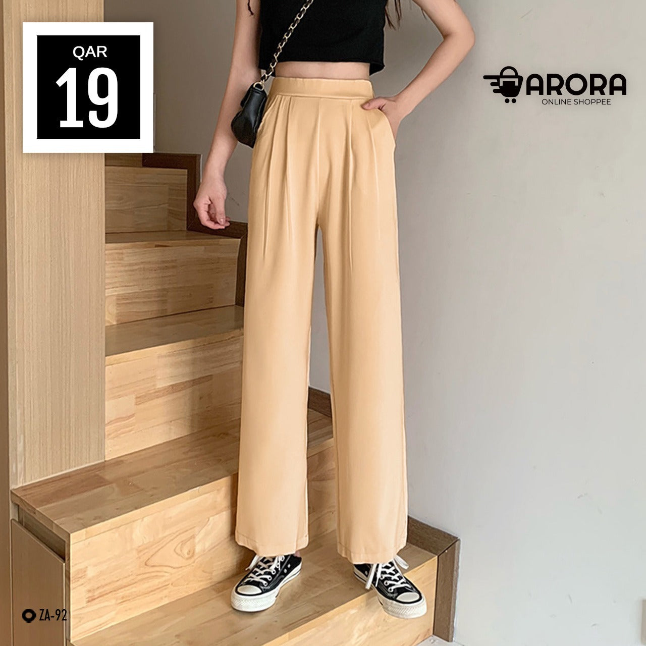 Solid Color Wide Leg High Waist Korean Pants for Women