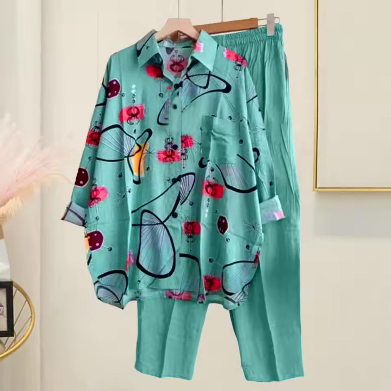 Latest Printed Fashion Cotton Pajama Pant & Top for Girls