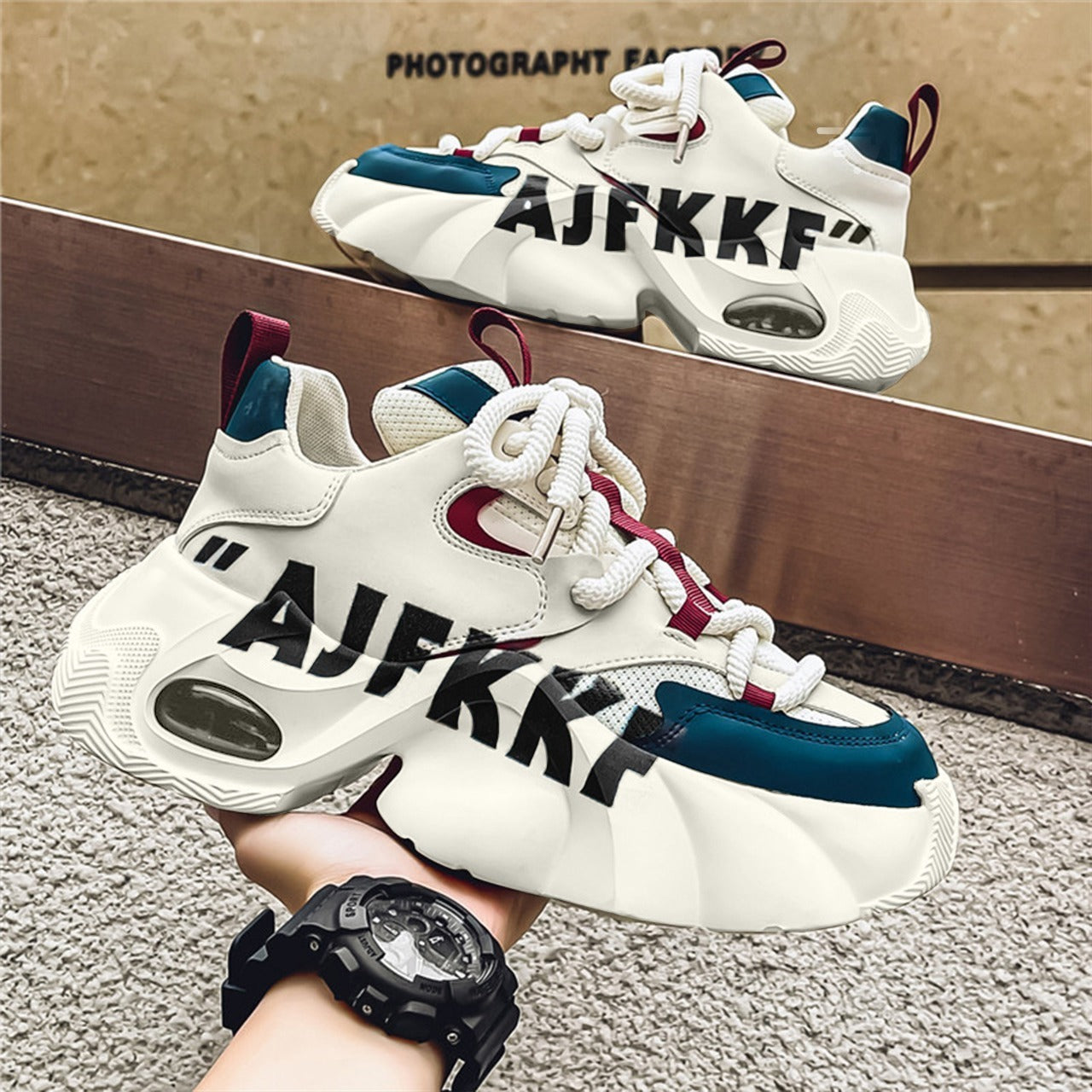 High Men Thick Sole Text Pattern Sneakers for Men