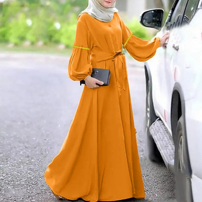 Solid Color Long Sleeve Abaya Prayer Dress for Women