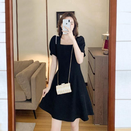 Knee-Mid Fashion Korean Solid Dress for Women