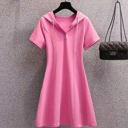 Latest Solid Color Hooded Long Wear Dress for Girls