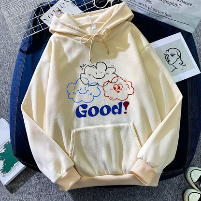 Good Text Printed Full Sleeve Hoodies for Women