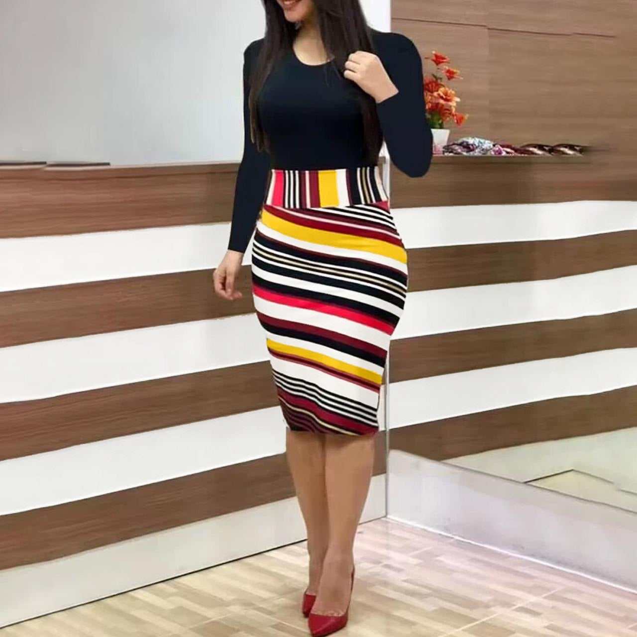 Elegant Fashion Floral Casual Midi Dress for Women