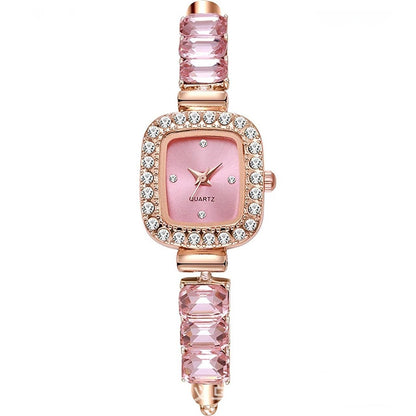 Quartz Casual Stone Decor Fashion Wristwatch for Women