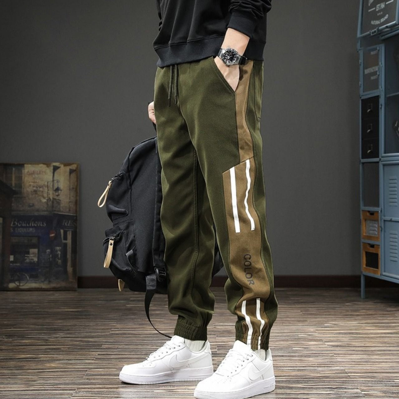 New Retro Fashion Solid Color Casual Fit Track Pant for Men