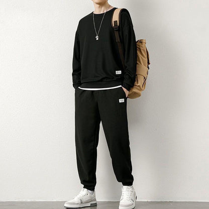 New Spring Style Men's Casual Solid Color Tracksuit & Pant Set