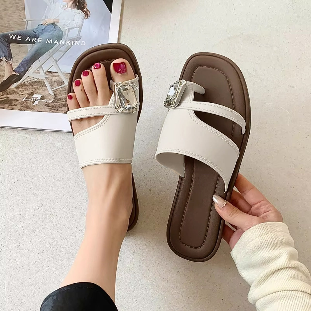 Retro Stone Decor Open Toe Sandals for Women