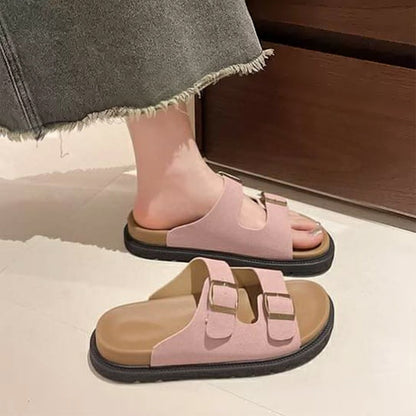 Flat Double Buckle Fashion Sandals for Women