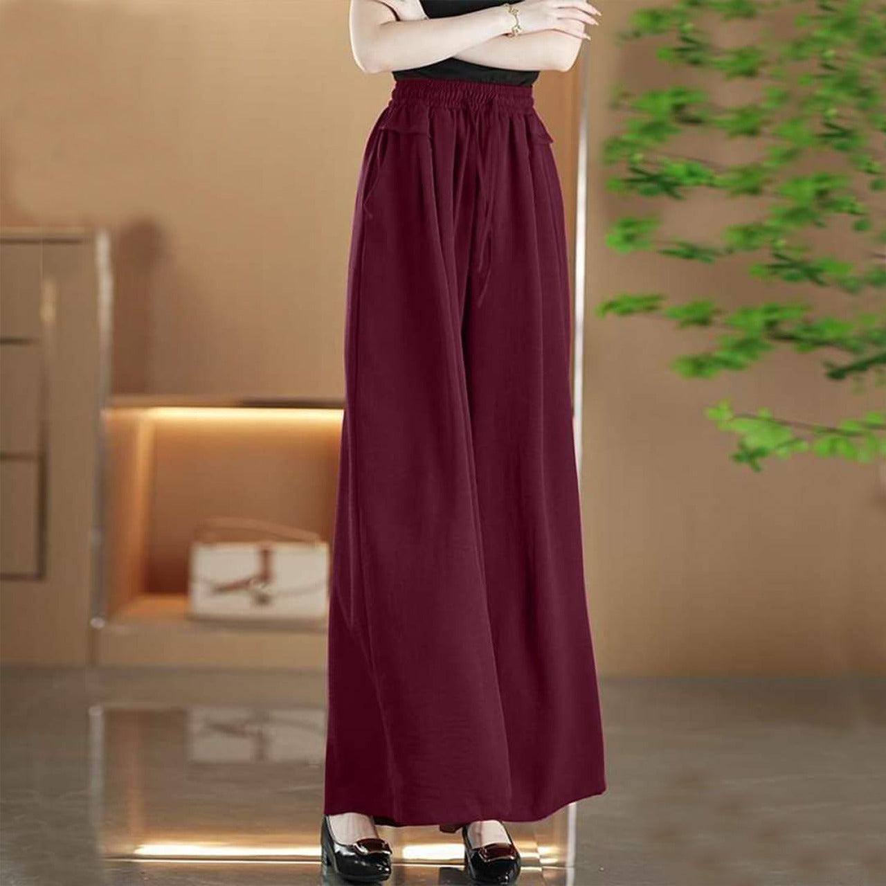 New Solid Color Fashion Wide Leg Pant for Women