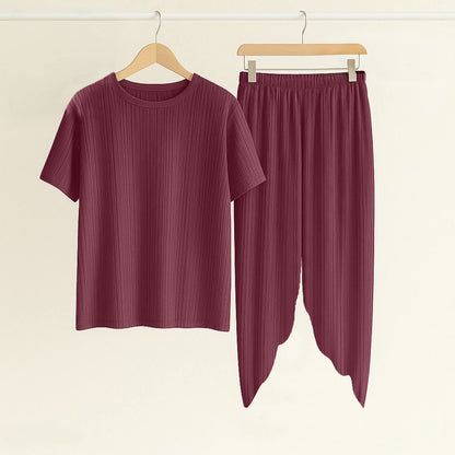 Solid Striped Style Casual Summer Fashion Fit T-shirt & Top for Women