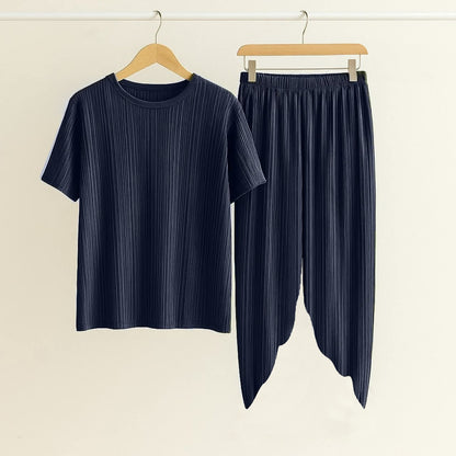 Solid Striped Style Casual Summer Fashion Fit T-shirt & Top for Women