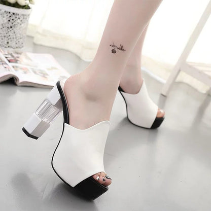 New Wedge Block Heel Dual Color Fashion Party Sandals for Women