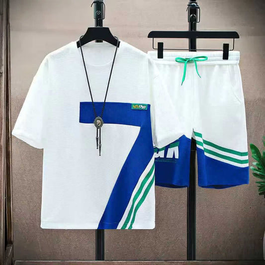 Korean Fashion Short Sleeve T-Shirt & Shorts Jogger Outfit for Men