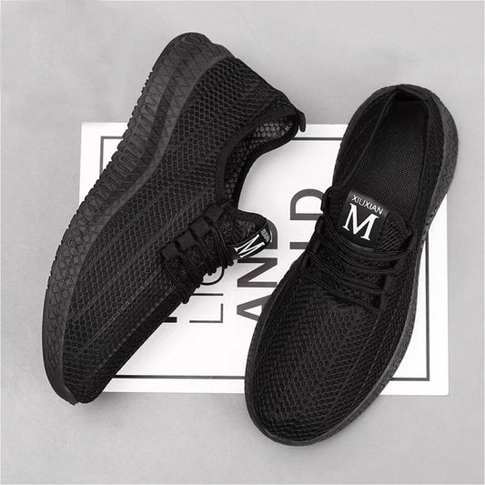 New Mesh Pattern Casual Solid Color Sneaker Shoes for Men