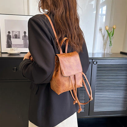 Retro Style Casual Solid Hand Backpack Bag for Women