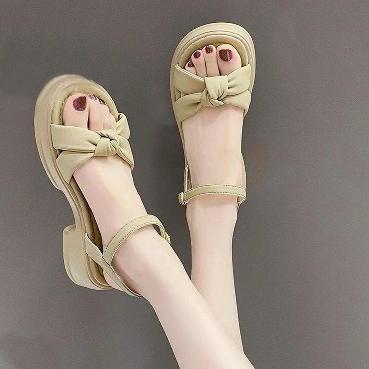 New Chunky Heel Ankle Fashion Korean Sandals for Women